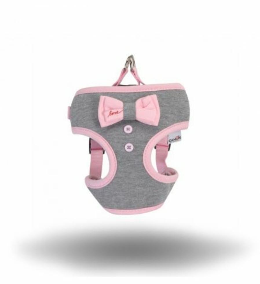 Picture of Camon Harness With Pink Bow - Girth 48/58 cm -Grey