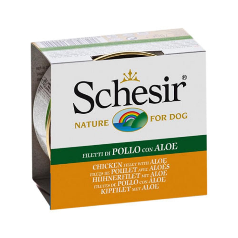 Picture of Schesir Dog Chicken Fillets With Aloe Jelly Can 150G