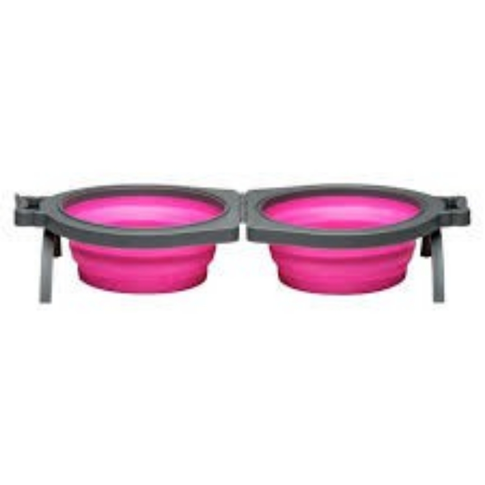 Picture of Loving Pet Roma Travel Bowl Double Diner Medium Pink 