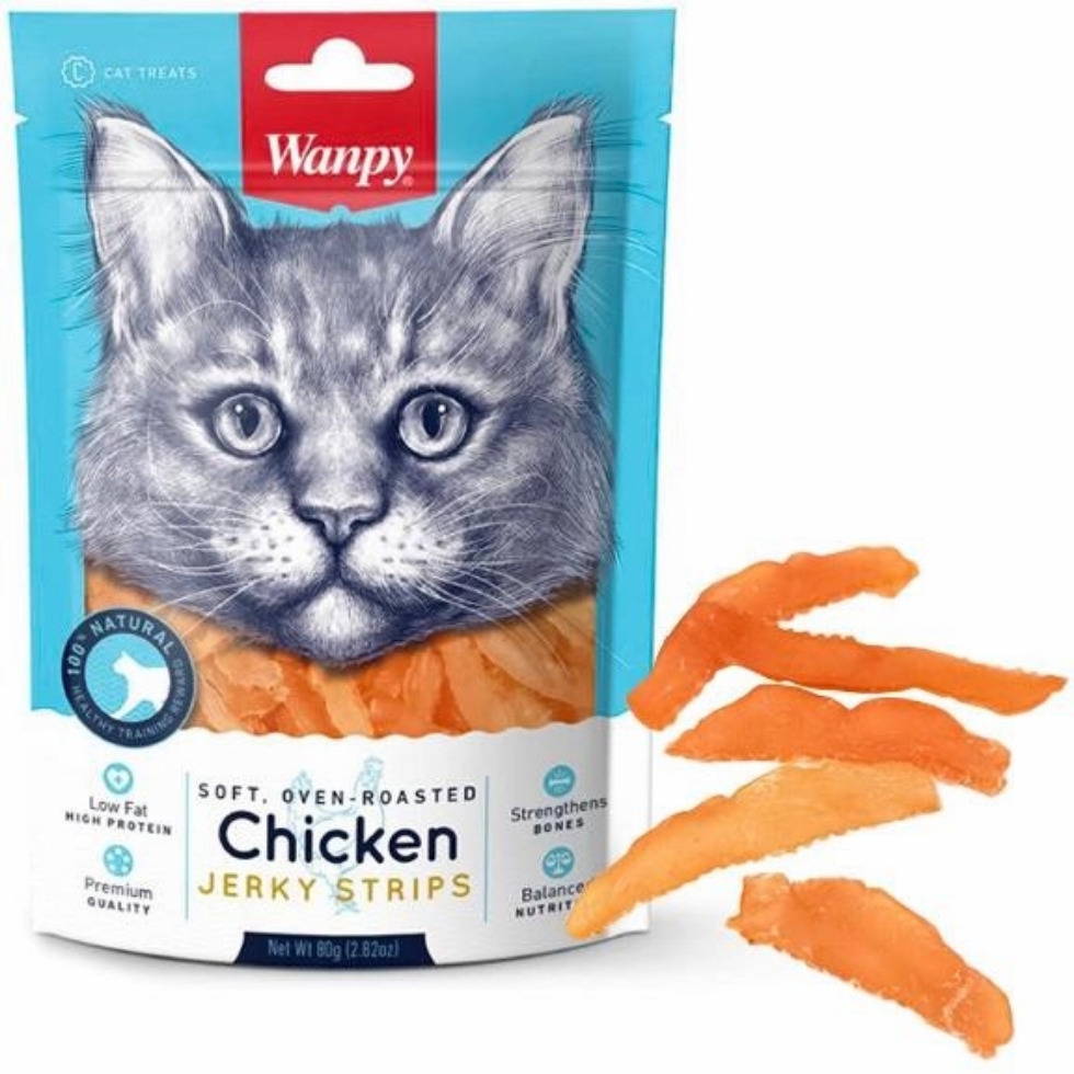 Picture of Wanpy Soft Chicken Jerky Strips For Cats 80G