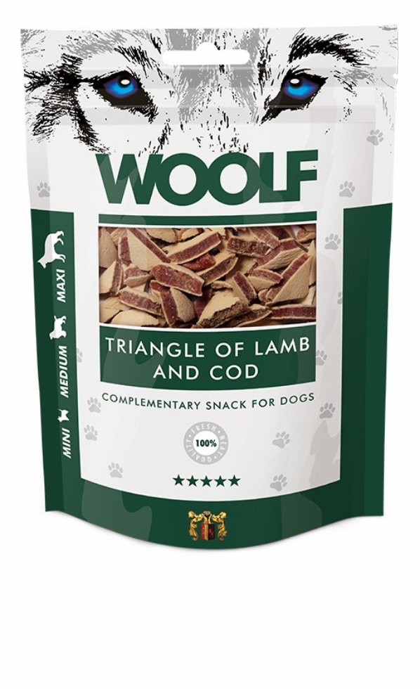 Picture of Woolf Traingle of Lamb and Cod for Dogs 100g